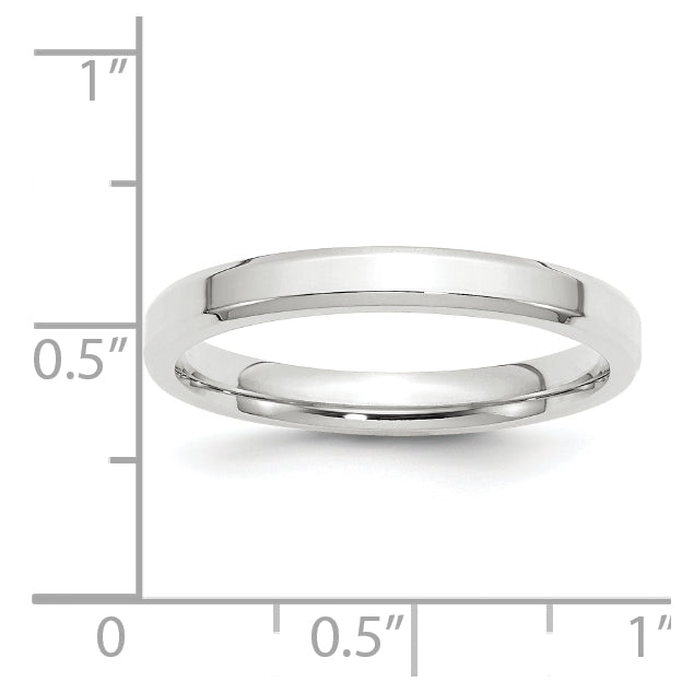 14k White Gold 3mm Beveled Edge Comfort Fit Wedding Band Size 5