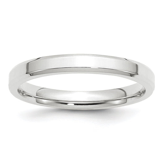 10k White Gold 3mm Beveled Edge Comfort Fit Wedding Band Size 5