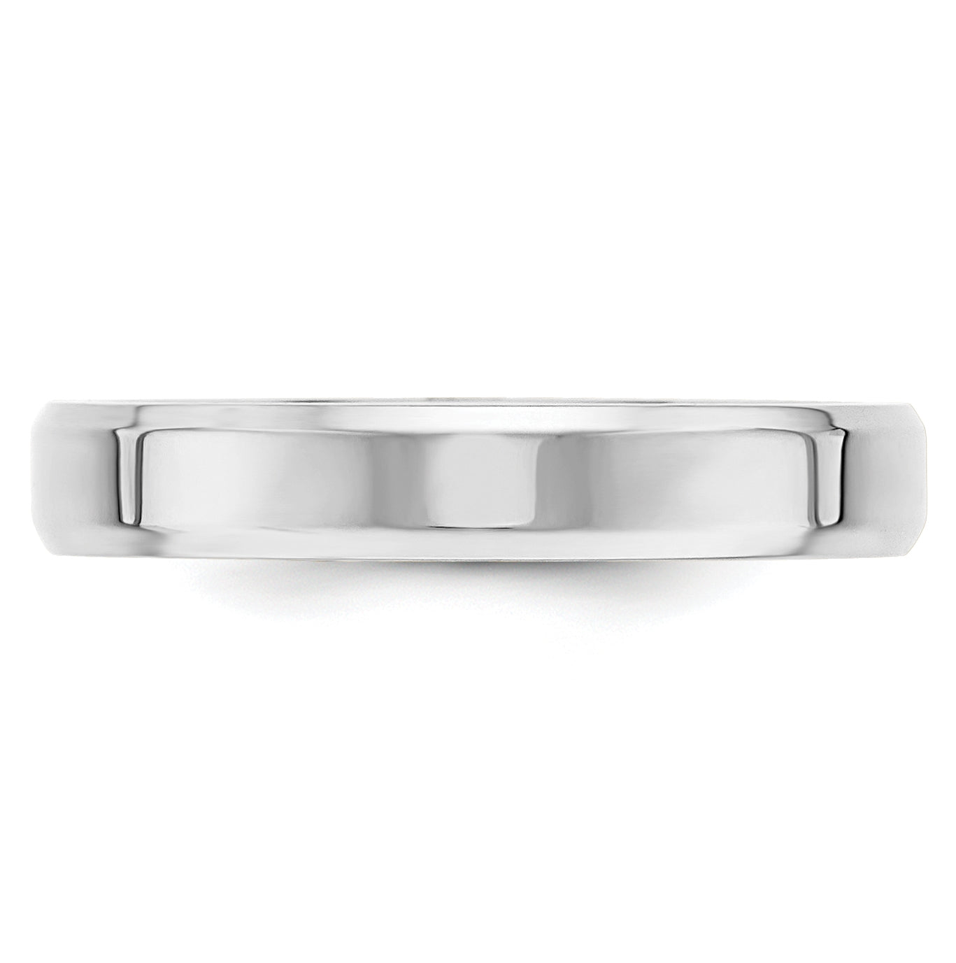 14k White Gold 4mm Beveled Edge Comfort Fit Wedding Band Size 5