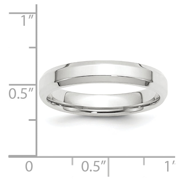 14k White Gold 4mm Beveled Edge Comfort Fit Wedding Band Size 5