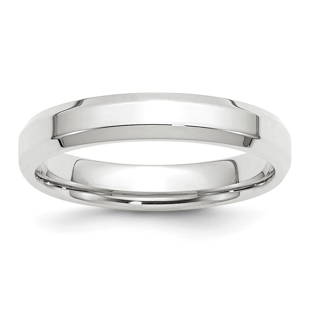14k White Gold 4mm Beveled Edge Comfort Fit Wedding Band Size 5