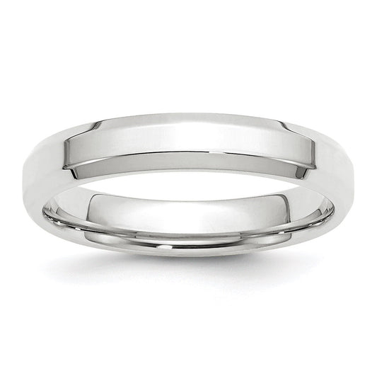 14k White Gold 4mm Beveled Edge Comfort Fit Wedding Band Size 5