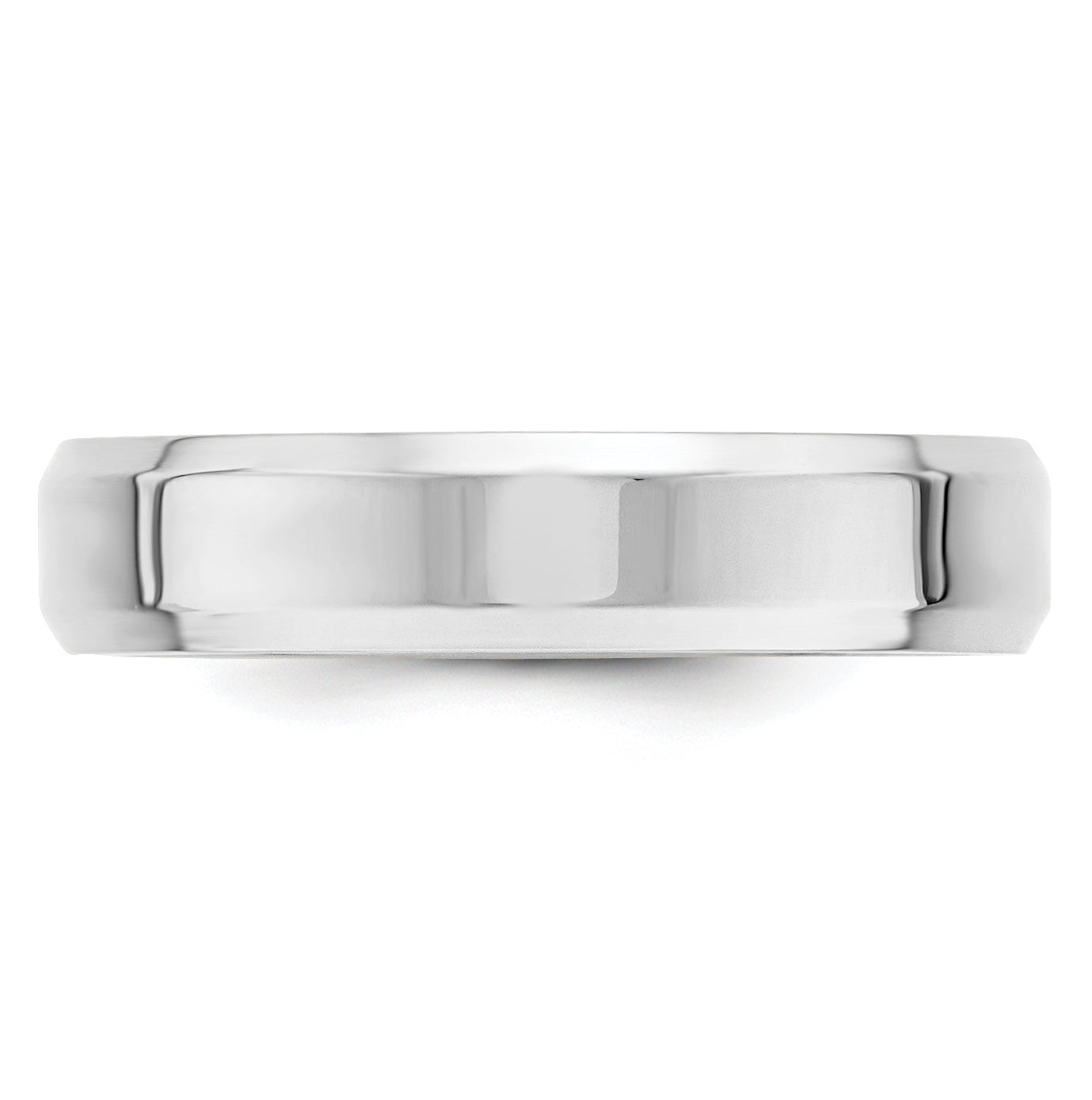 14k White Gold 5mm Beveled Edge Comfort Fit Wedding Band Size 5.5