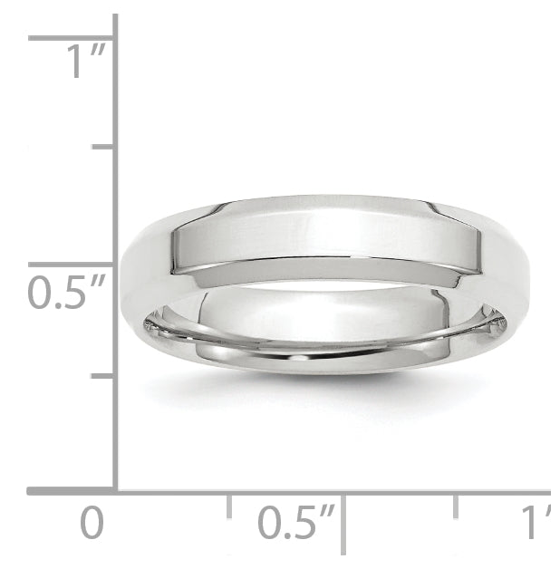 14k White Gold 5mm Beveled Edge Comfort Fit Wedding Band Size 5.5