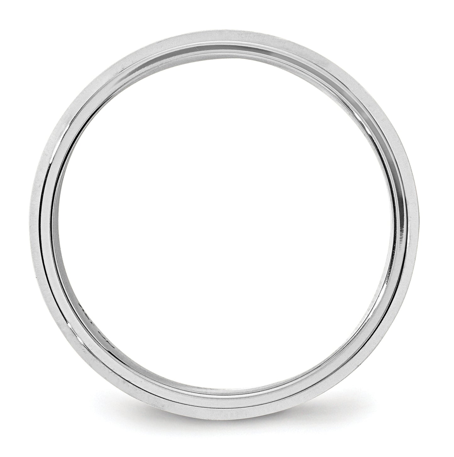 14k White Gold 6mm Beveled Edge Comfort Fit Wedding Band Size 5