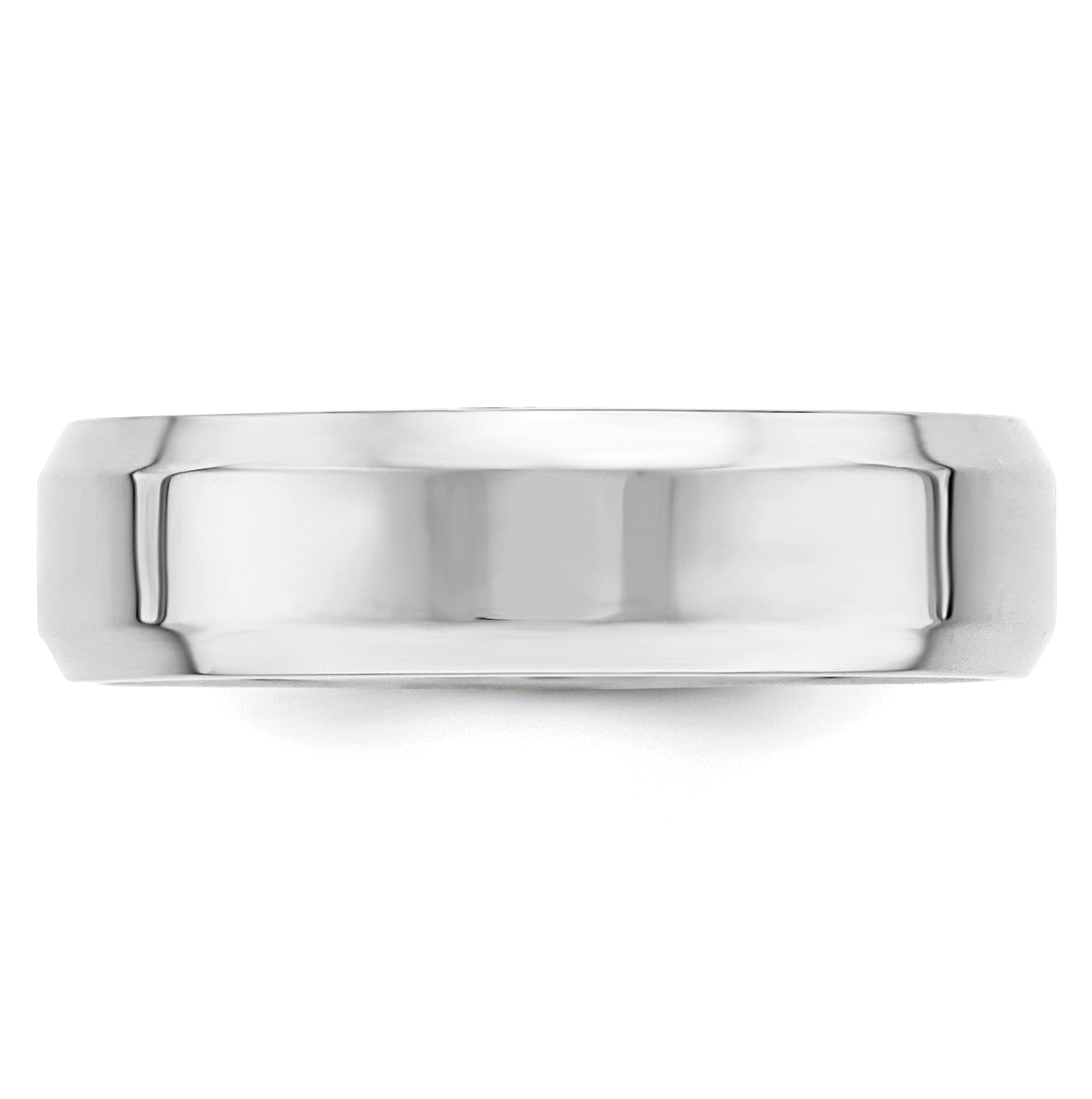 14k White Gold 6mm Beveled Edge Comfort Fit Wedding Band Size 5.5