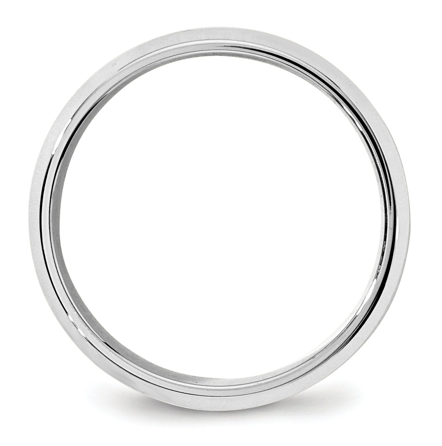 14k White Gold 7mm Beveled Edge Comfort Fit Wedding Band Size 4.5