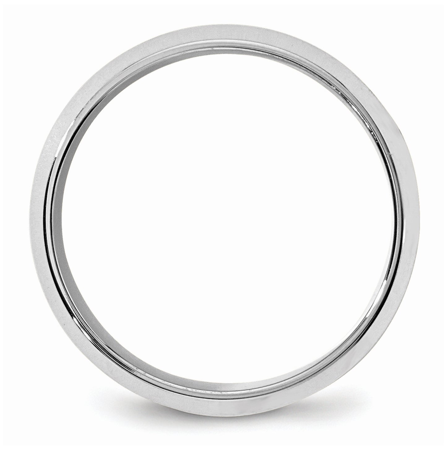 14k White Gold 8mm Beveled Edge Comfort Fit Wedding Band Size 5.5