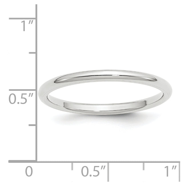 14k White Gold 2mm Standard Weight Comfort Fit Wedding Band Size 5.5