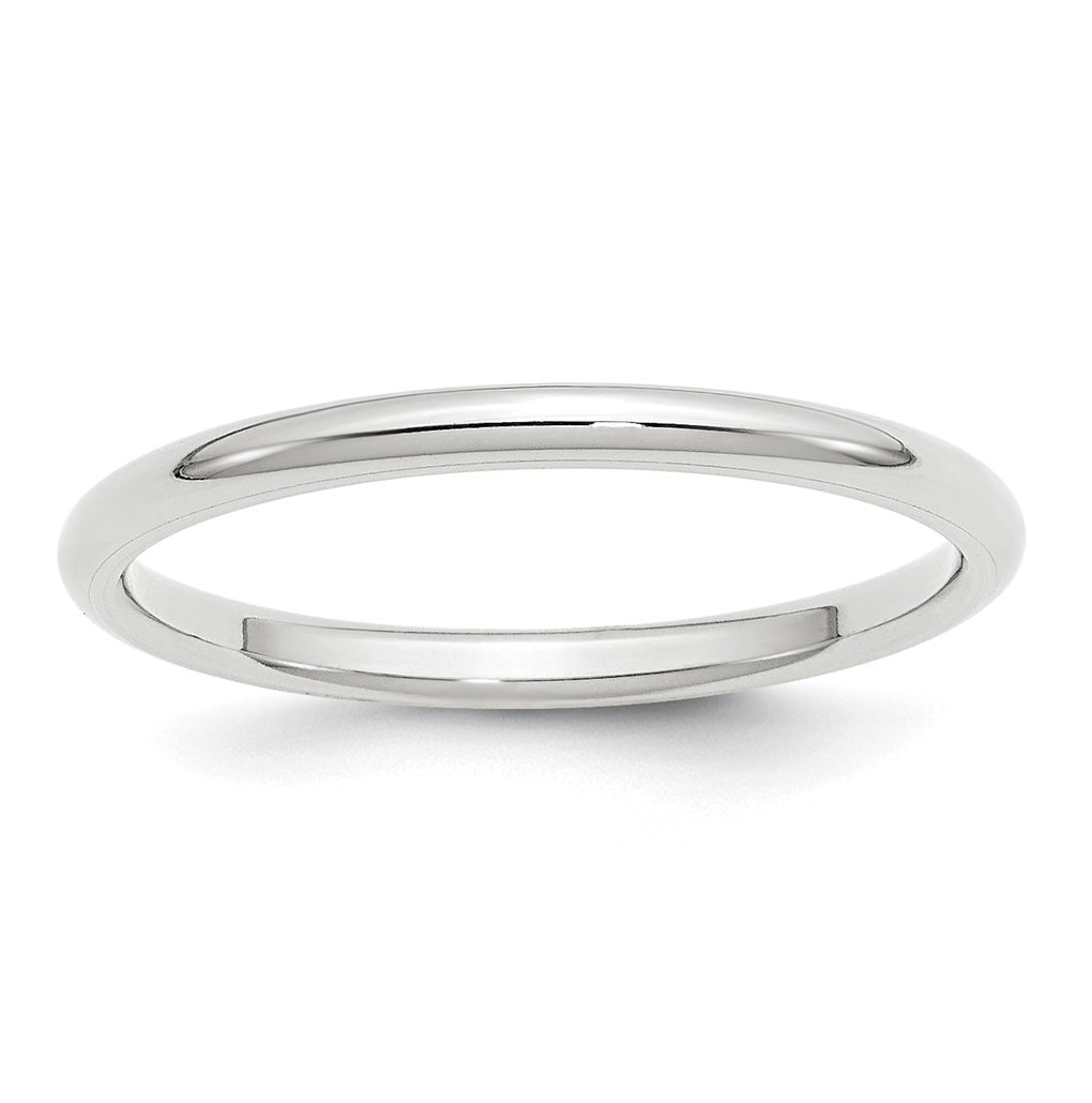 14k White Gold 2mm Standard Weight Comfort Fit Wedding Band Size 4