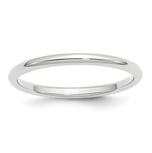 14k White Gold 2mm Standard Weight Comfort Fit Wedding Band Size 5.5