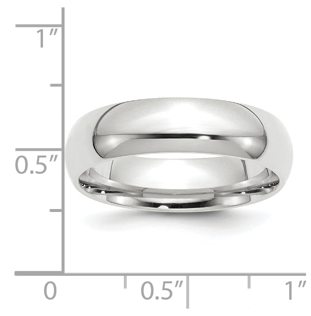 14k White Gold 6mm Standard Weight Comfort Fit Wedding Band Size 4.5