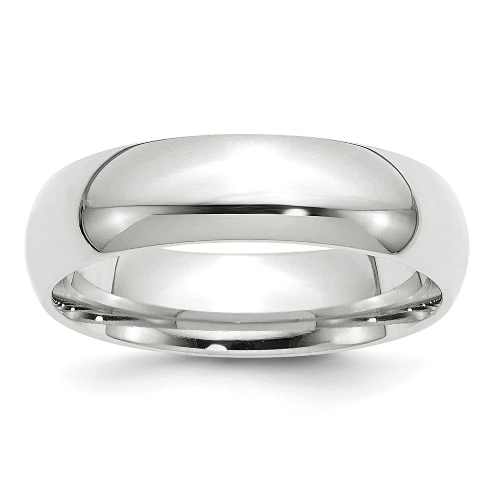 14k White Gold 6mm Standard Weight Comfort Fit Wedding Band Size 4.5
