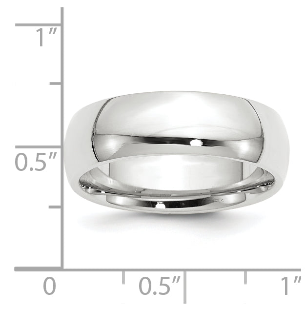 14k White Gold 7mm Standard Weight Comfort Fit Wedding Band Size 4