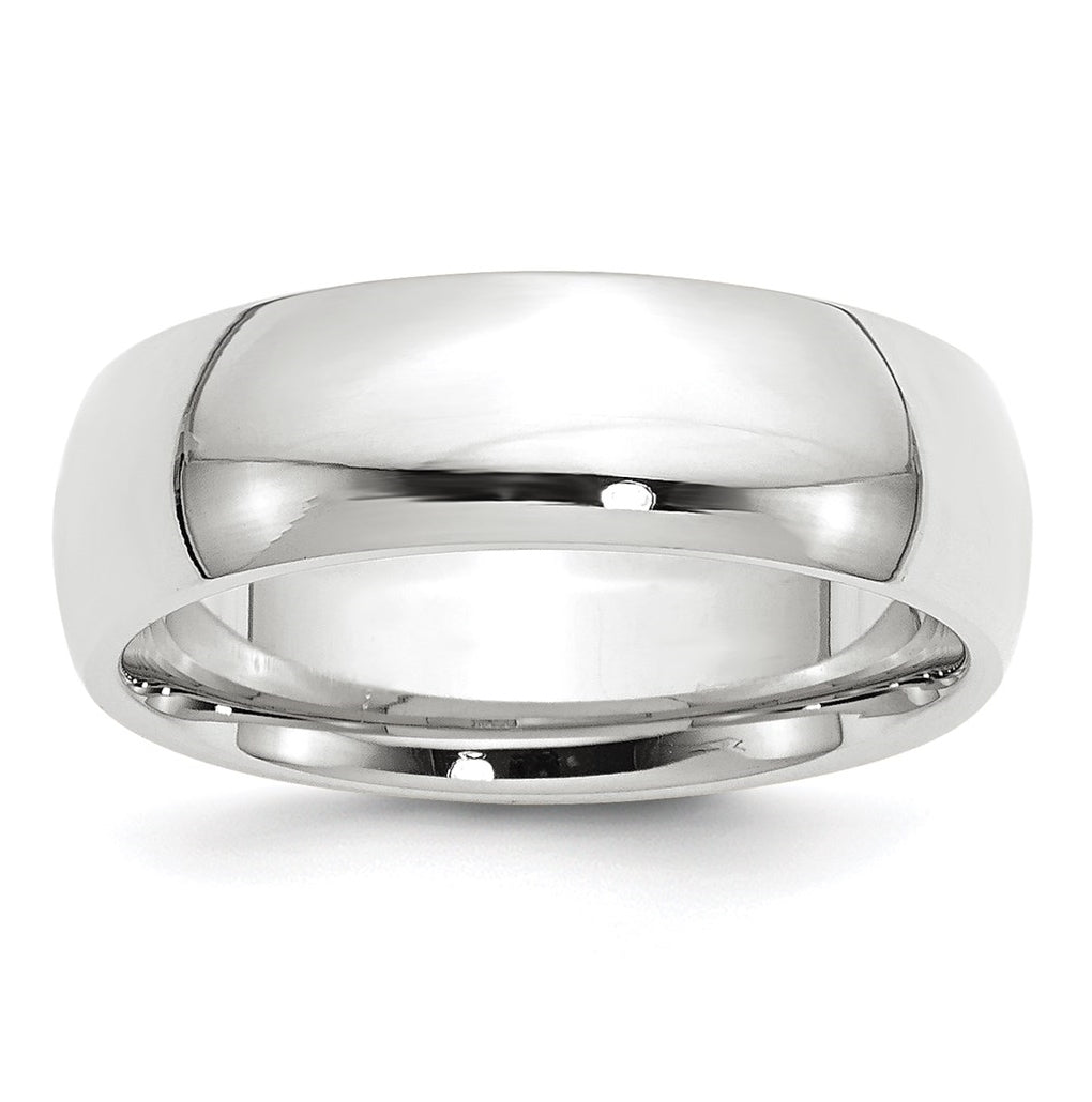 14k White Gold 7mm Standard Weight Comfort Fit Wedding Band Size 4