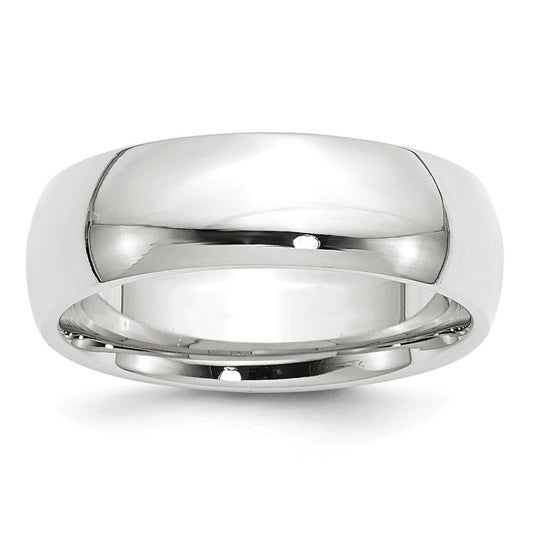 14k White Gold 7mm Standard Weight Comfort Fit Wedding Band Size 4.5