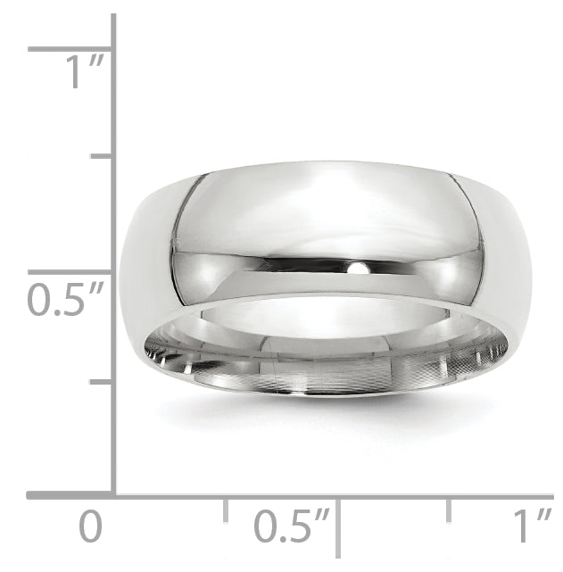 14k White Gold 8mm Standard Weight Comfort Fit Wedding Band Size 4