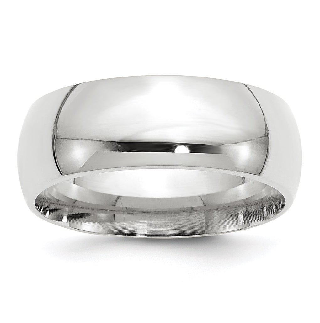 14k White Gold 8mm Standard Weight Comfort Fit Wedding Band Size 4.5