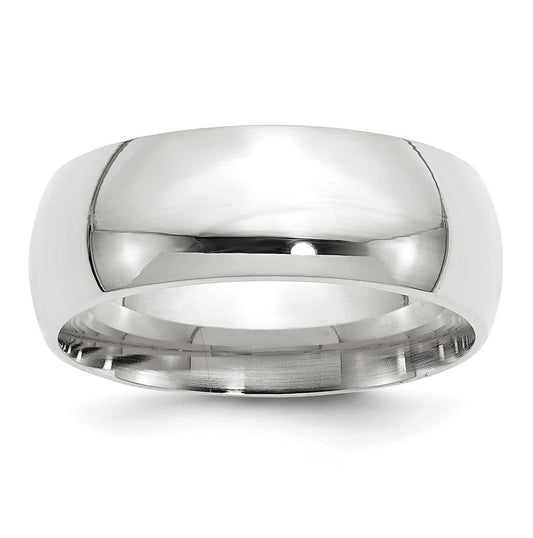 14k White Gold 8mm Standard Weight Comfort Fit Wedding Band Size 4.5