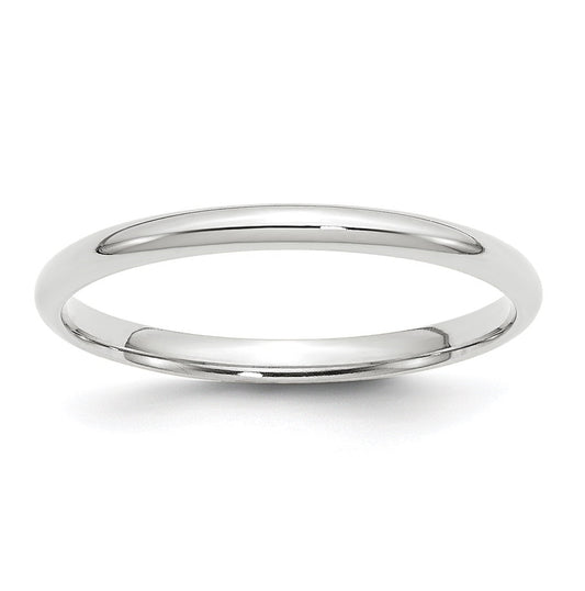 14k White Gold 2mm Lightweight Comfort Fit Wedding Band Size 5