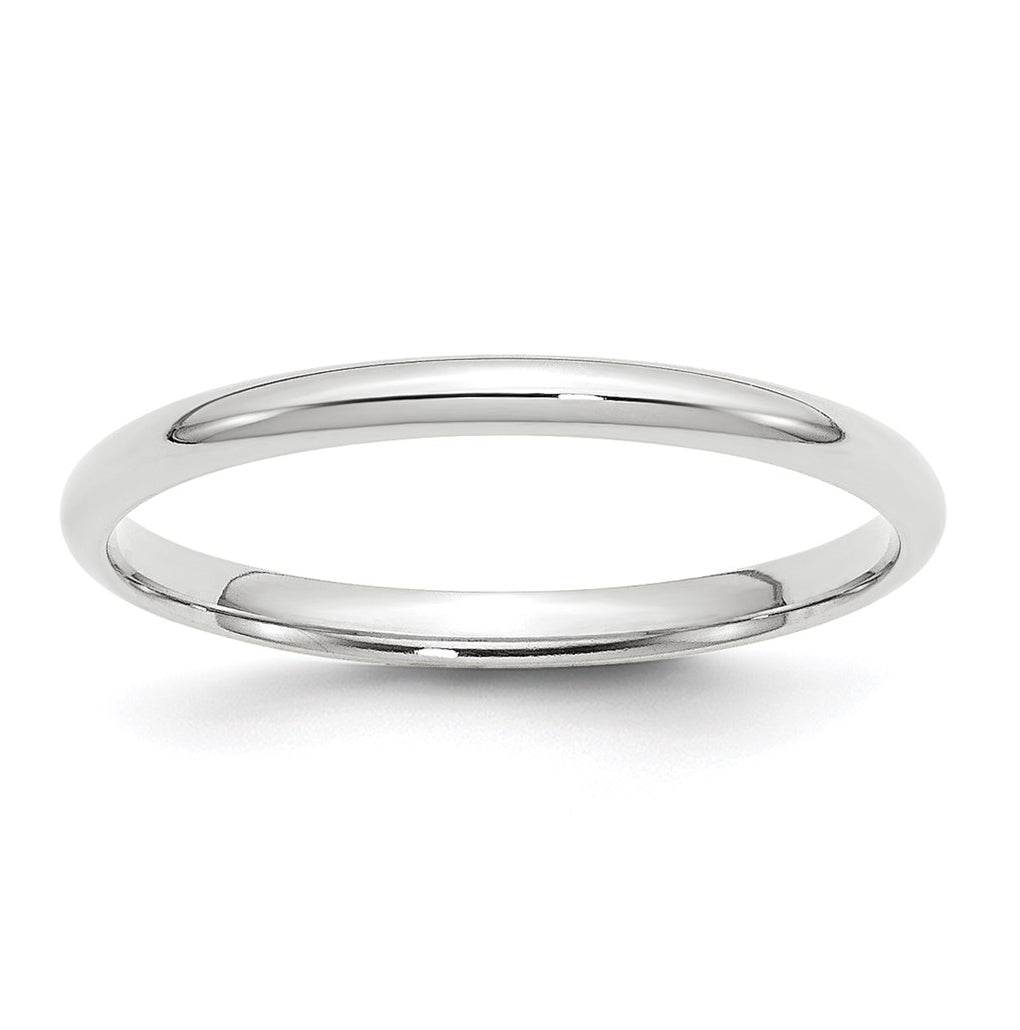 14k White Gold 2mm Lightweight Comfort Fit Wedding Band Size 4.5