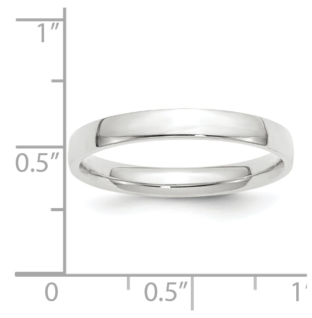 14k White Gold 3mm Lightweight Comfort Fit Wedding Band Size 4