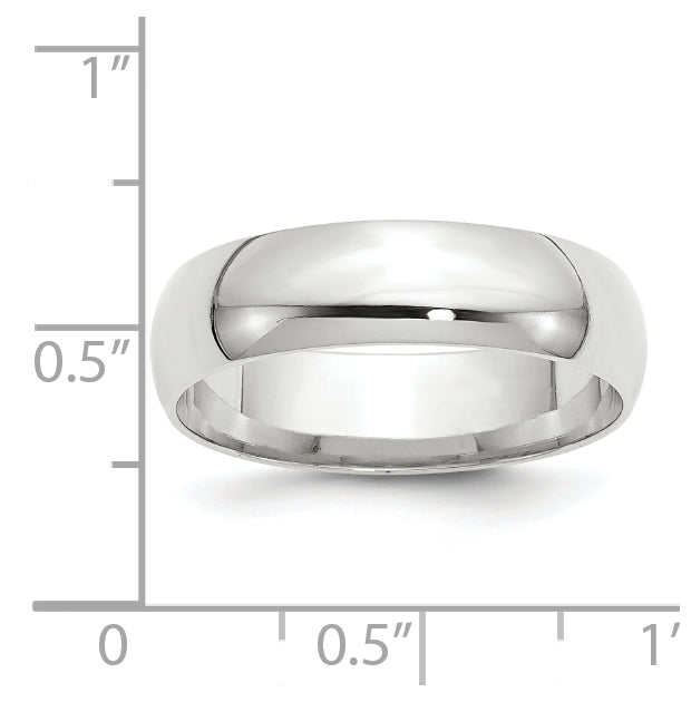 14k White Gold 6mm Lightweight Comfort Fit Wedding Band Size 5