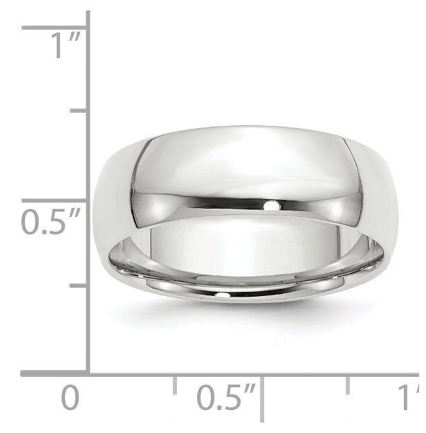 14k White Gold 7mm Lightweight Comfort Fit Wedding Band Size 5
