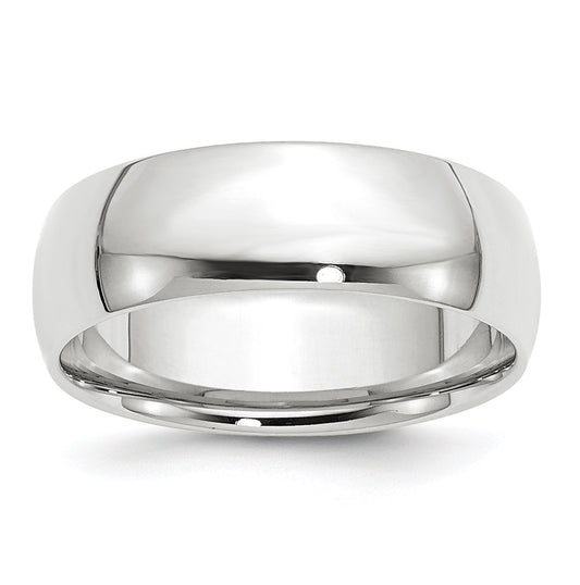 14k White Gold 7mm Lightweight Comfort Fit Wedding Band Size 5
