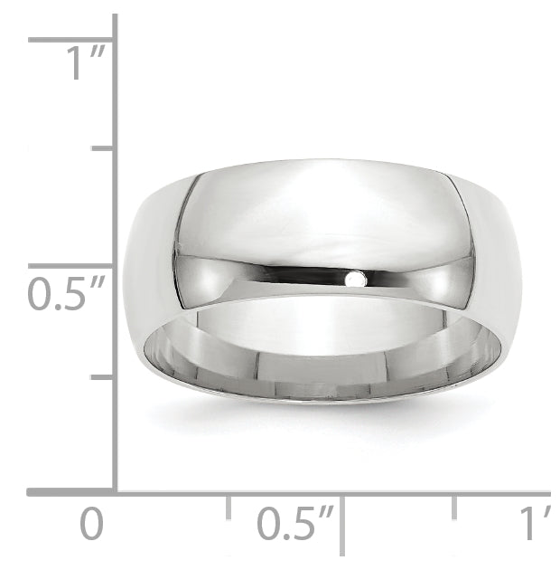 14k White Gold 8mm Lightweight Comfort Fit Wedding Band Size 5