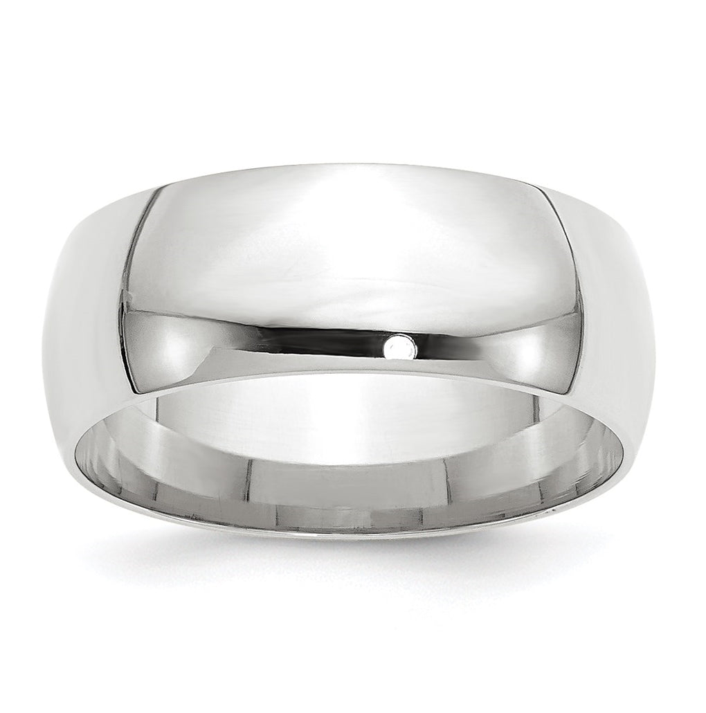 14k White Gold 8mm Lightweight Comfort Fit Wedding Band Size 5