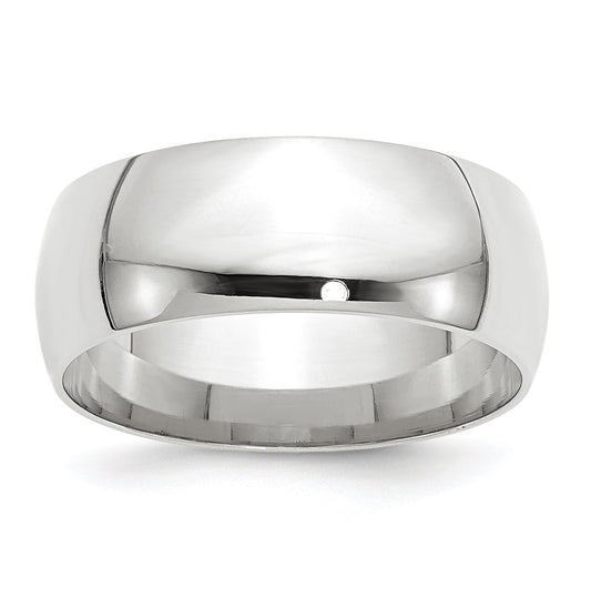 14k White Gold 8mm Lightweight Comfort Fit Wedding Band Size 5