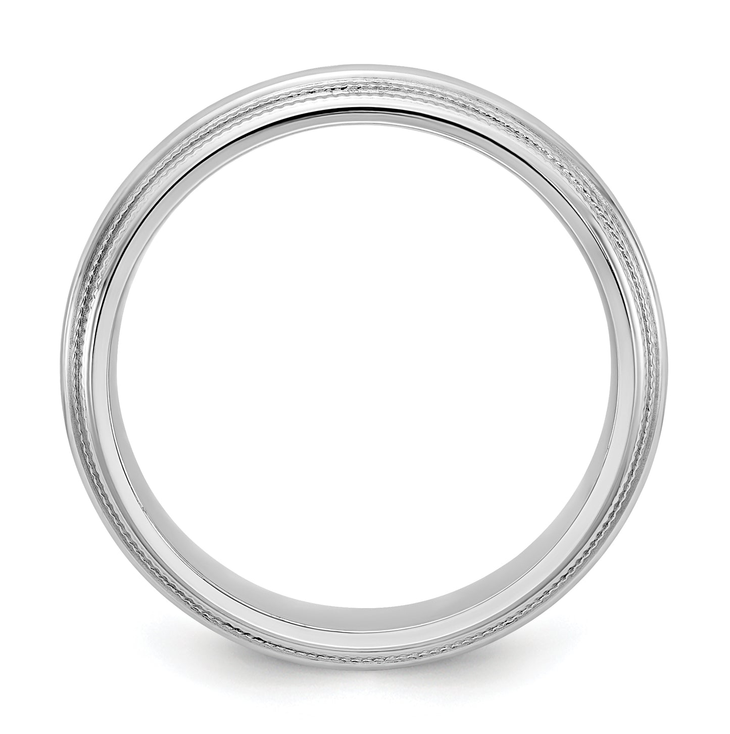 14k White Gold 5mm Double Milgrain Comfort Fit Wedding Band Size 5.5