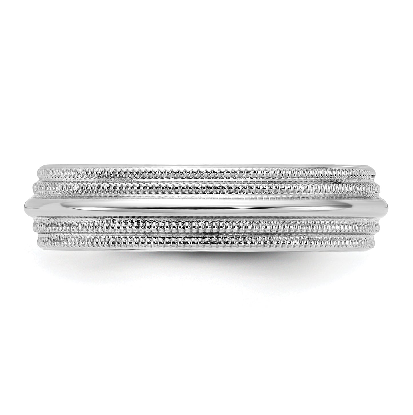 14k White Gold 5mm Double Milgrain Comfort Fit Wedding Band Size 5
