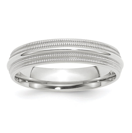10k White Gold 5mm Double Milgrain Comfort Fit Wedding Band Size 4.5