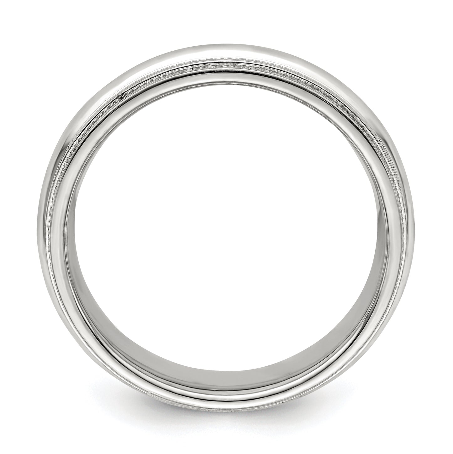 14k White Gold 6mm Double Milgrain Comfort Fit Wedding Band Size 4
