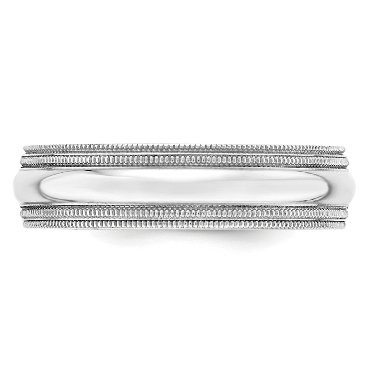 14k White Gold 6mm Double Milgrain Comfort Fit Wedding Band Size 5