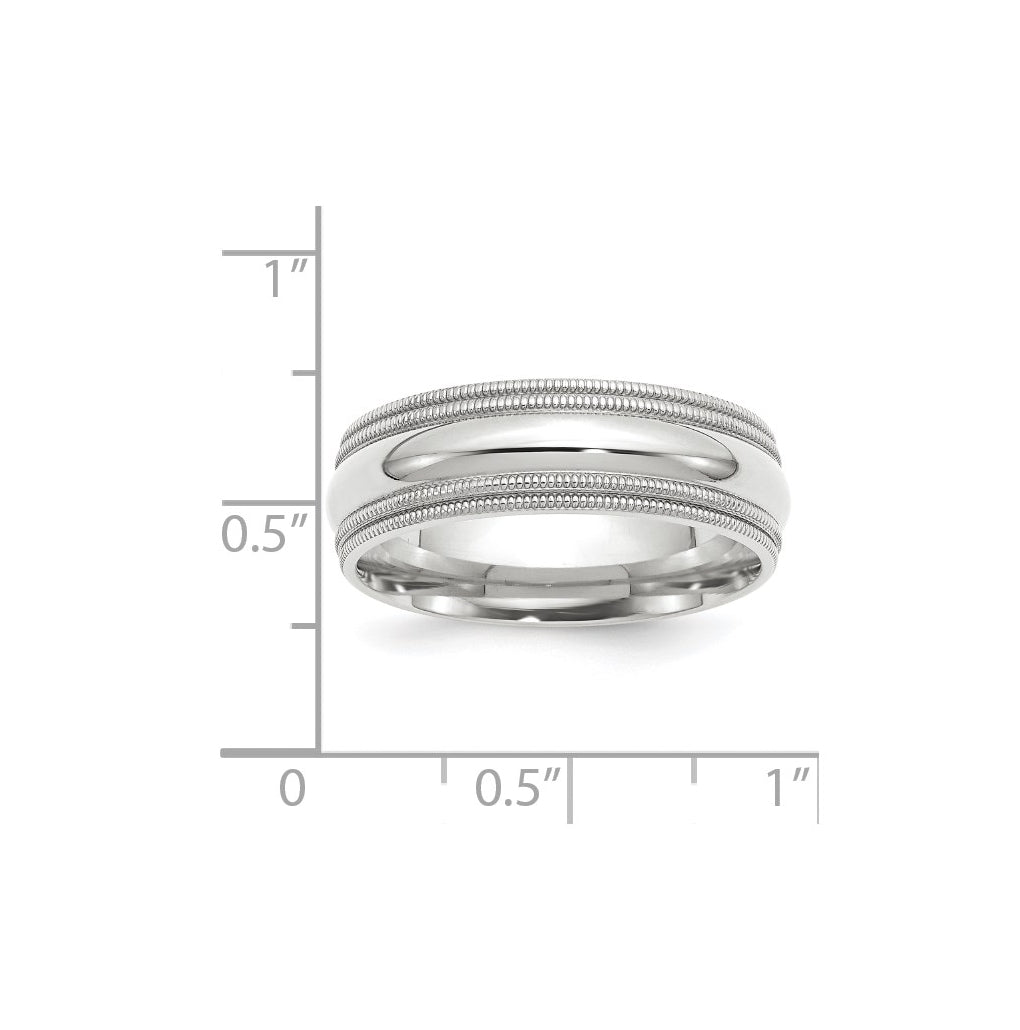 14k Yellow Or White Gold Double Milgrain Comfort Fit Wedding Band
