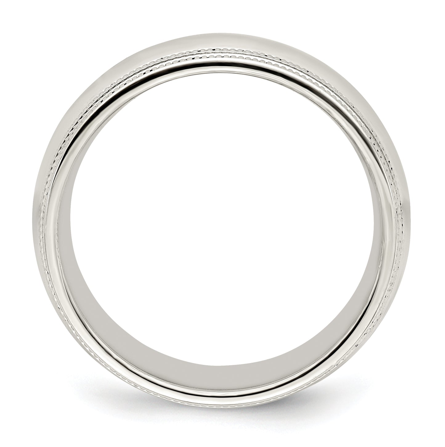 14k White Gold 8mm Double Milgrain Comfort Fit Wedding Band Size 5.5