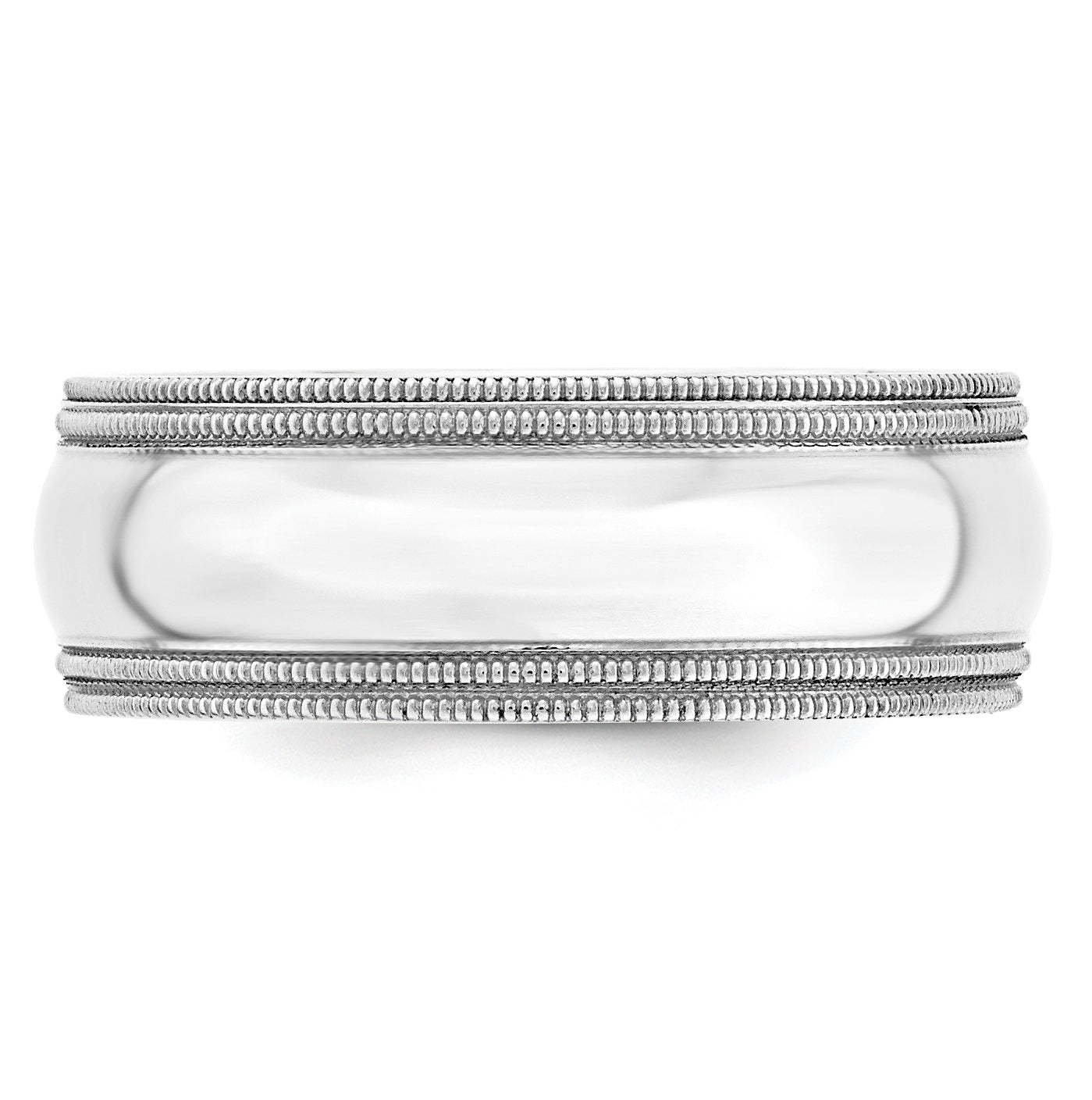 14k White Gold 8mm Double Milgrain Comfort Fit Wedding Band Size 5.5