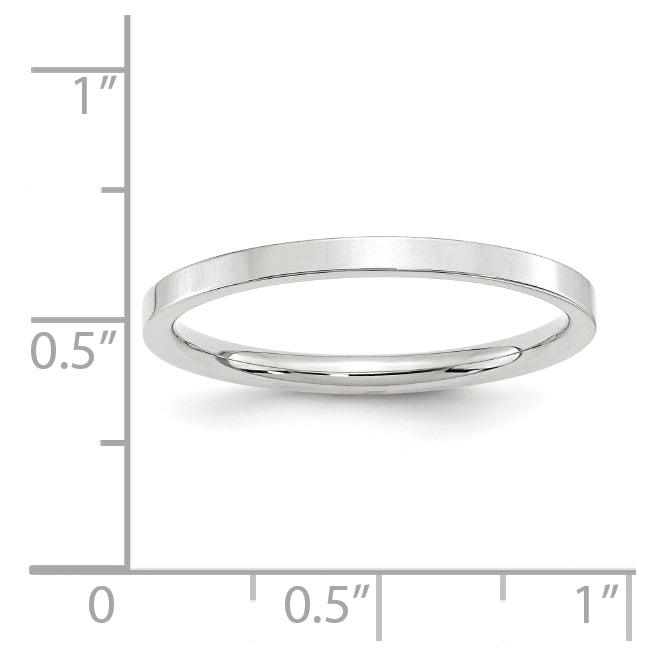 14k White Gold 2mm Standard Weight Flat Comfort Fit Wedding Band Size 4