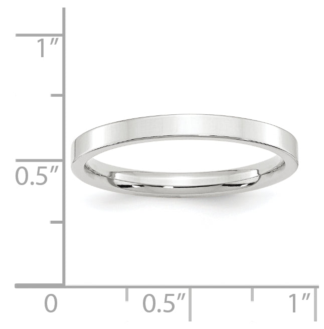 14k White Gold 2.5mm Standard Weight Flat Comfort Fit Wedding Band Size 5.5