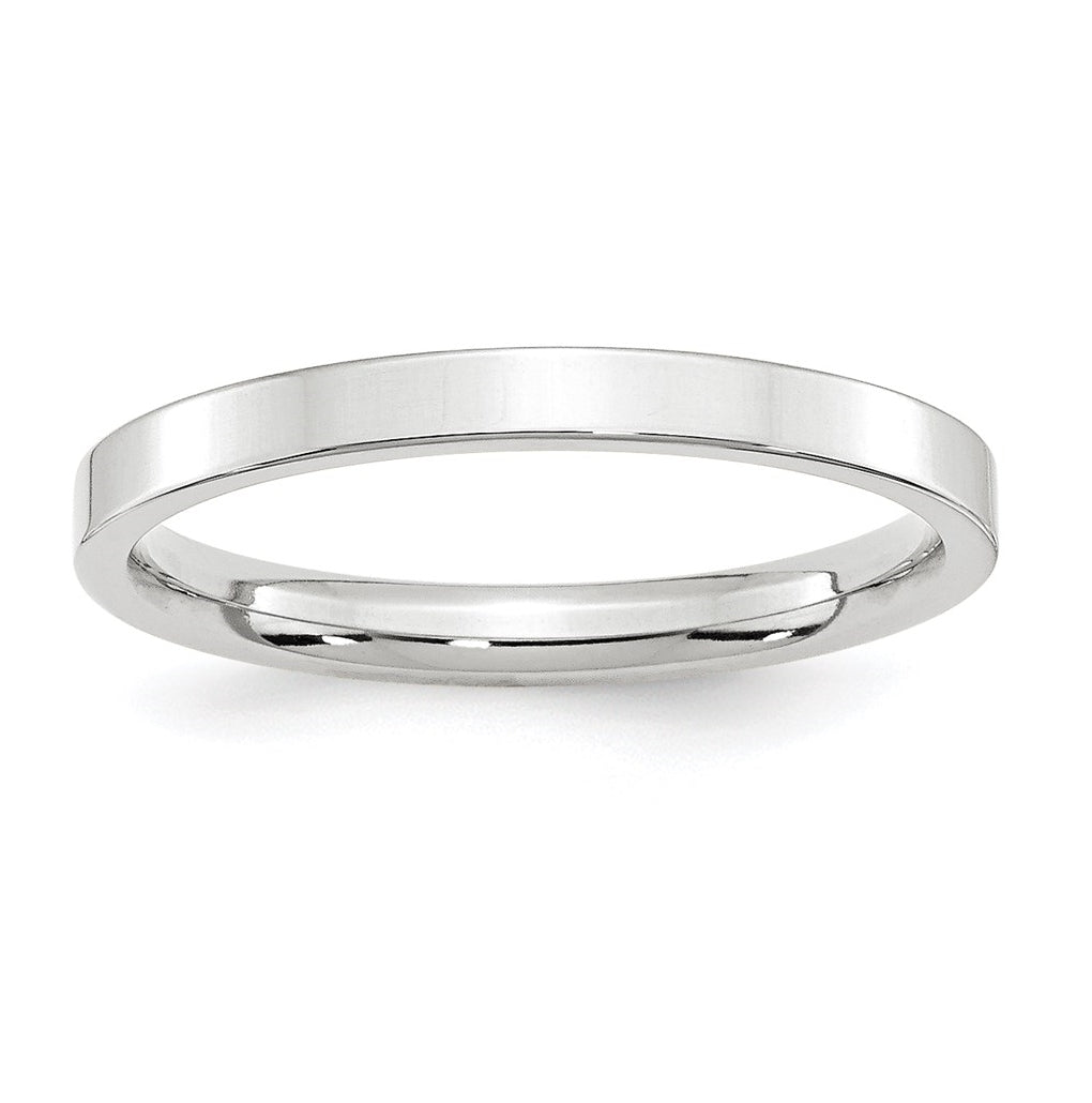 14k White Gold 2.5mm Standard Weight Flat Comfort Fit Wedding Band Size 5.5