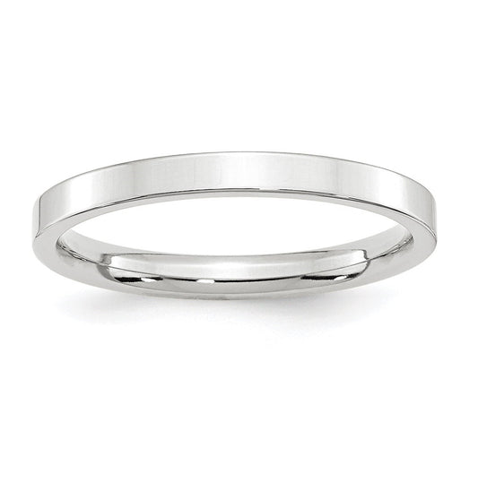 10k White Gold 2.5mm Standard Weight Flat Comfort Fit Wedding Band Size 5