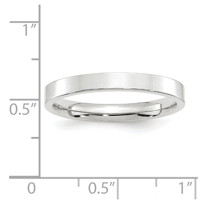14k White Gold 3mm Standard Weight Flat Comfort Fit Wedding Band Size 5