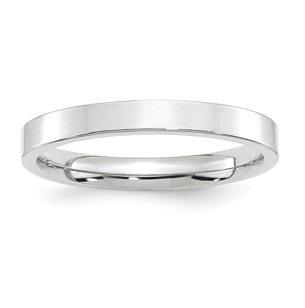 14k White Gold 3mm Standard Weight Flat Comfort Fit Wedding Band Size 5