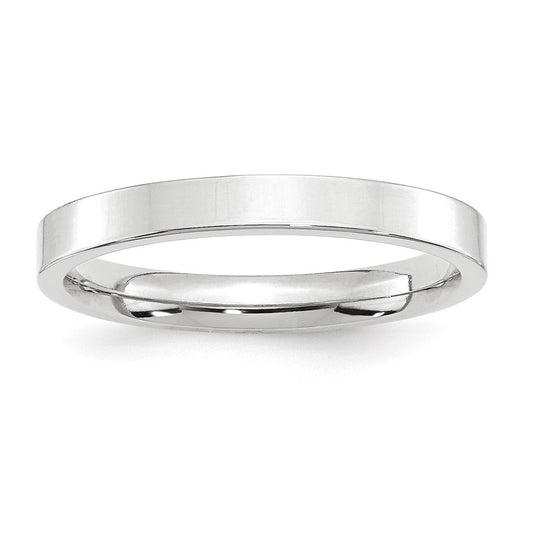 14k White Gold 3mm Standard Weight Flat Comfort Fit Wedding Band Size 5.5