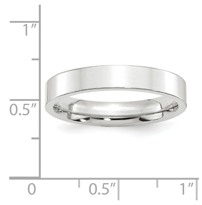 14k White Gold 4mm Standard Weight Flat Comfort Fit Wedding Band Size 5.5