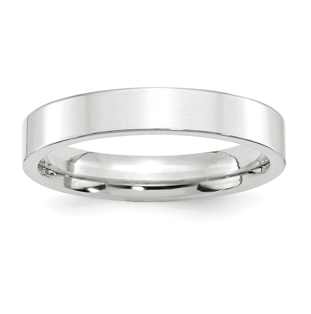 14k White Gold 4mm Standard Weight Flat Comfort Fit Wedding Band Size 5