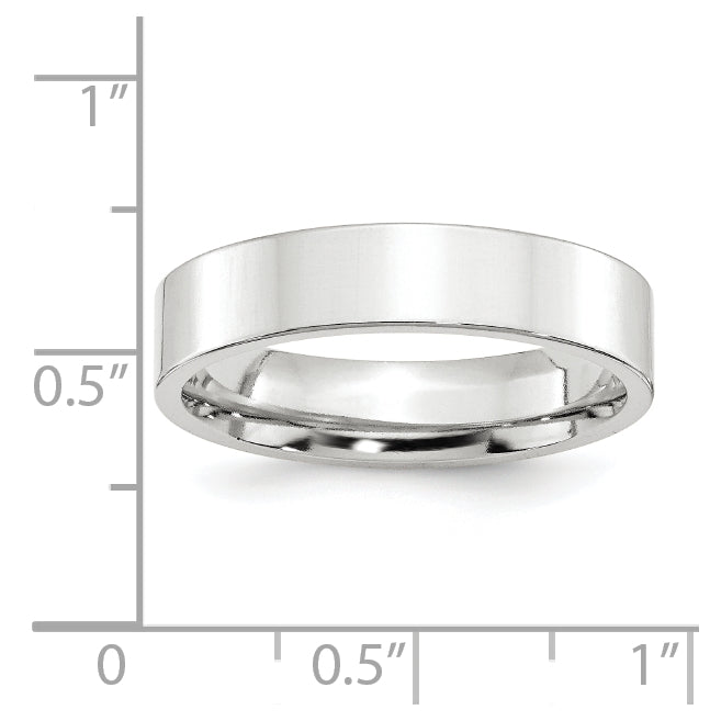 14k White Gold 5mm Standard Weight Flat Comfort Fit Wedding Band Size 4.5